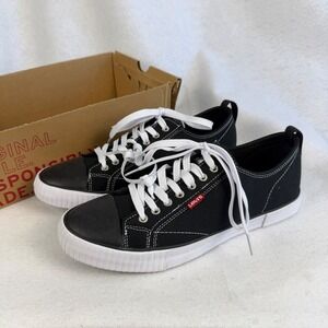 Levis Anikin C CVS Mens US 10 UK‎ 9 Black Canvas Low Top Sneakers New